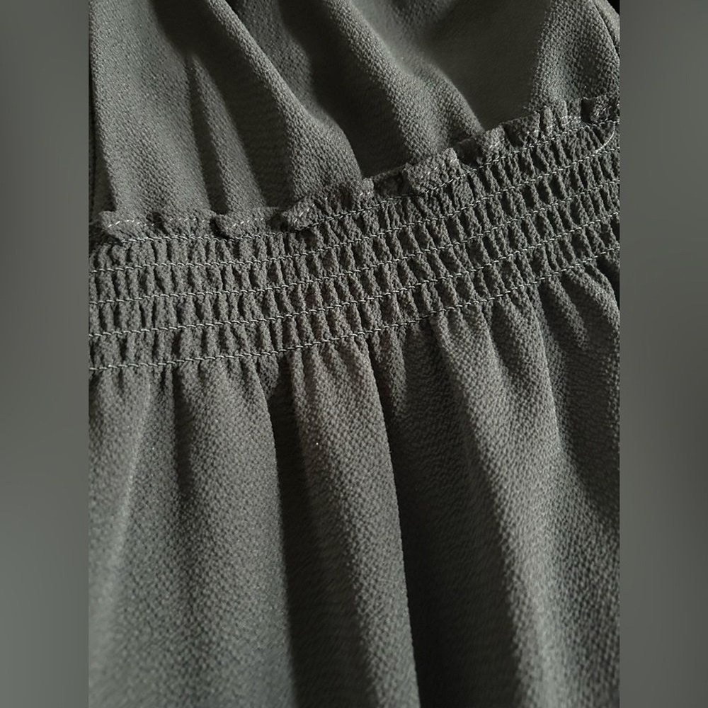 London Times Black Ruffle Neck Smocked Waist Tiered Dress Long Sleeve‎ Womens 14 - Picture 8 of 15